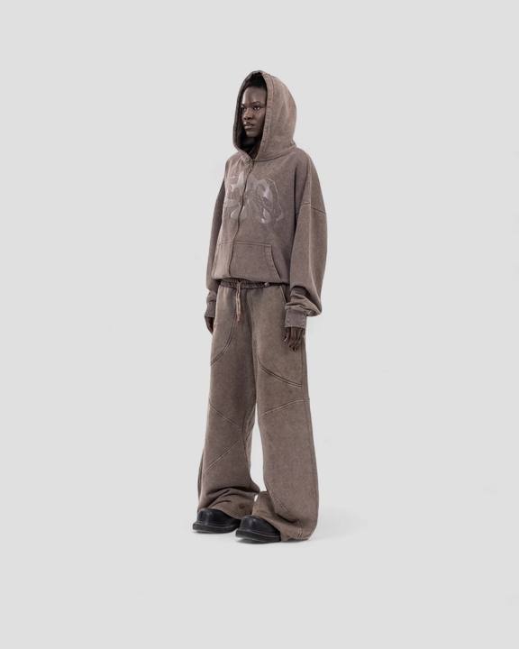 DEMENTE WASHED BROWN ZIPUP JACKET