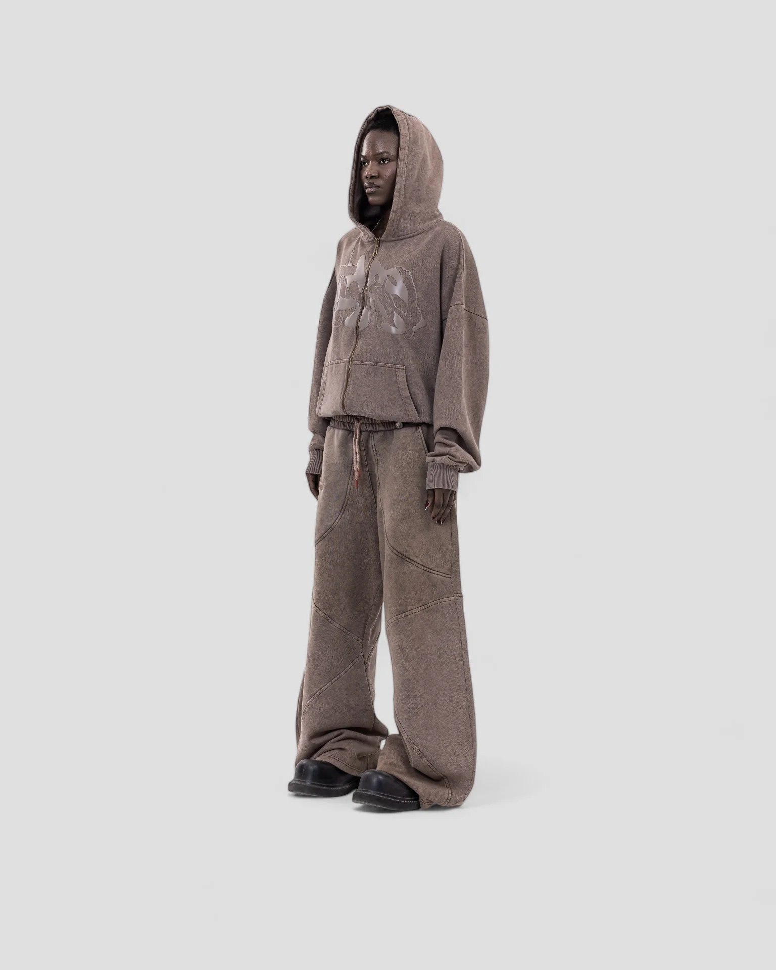 DEMENTE WASHED BROWN ZIPUP JACKET