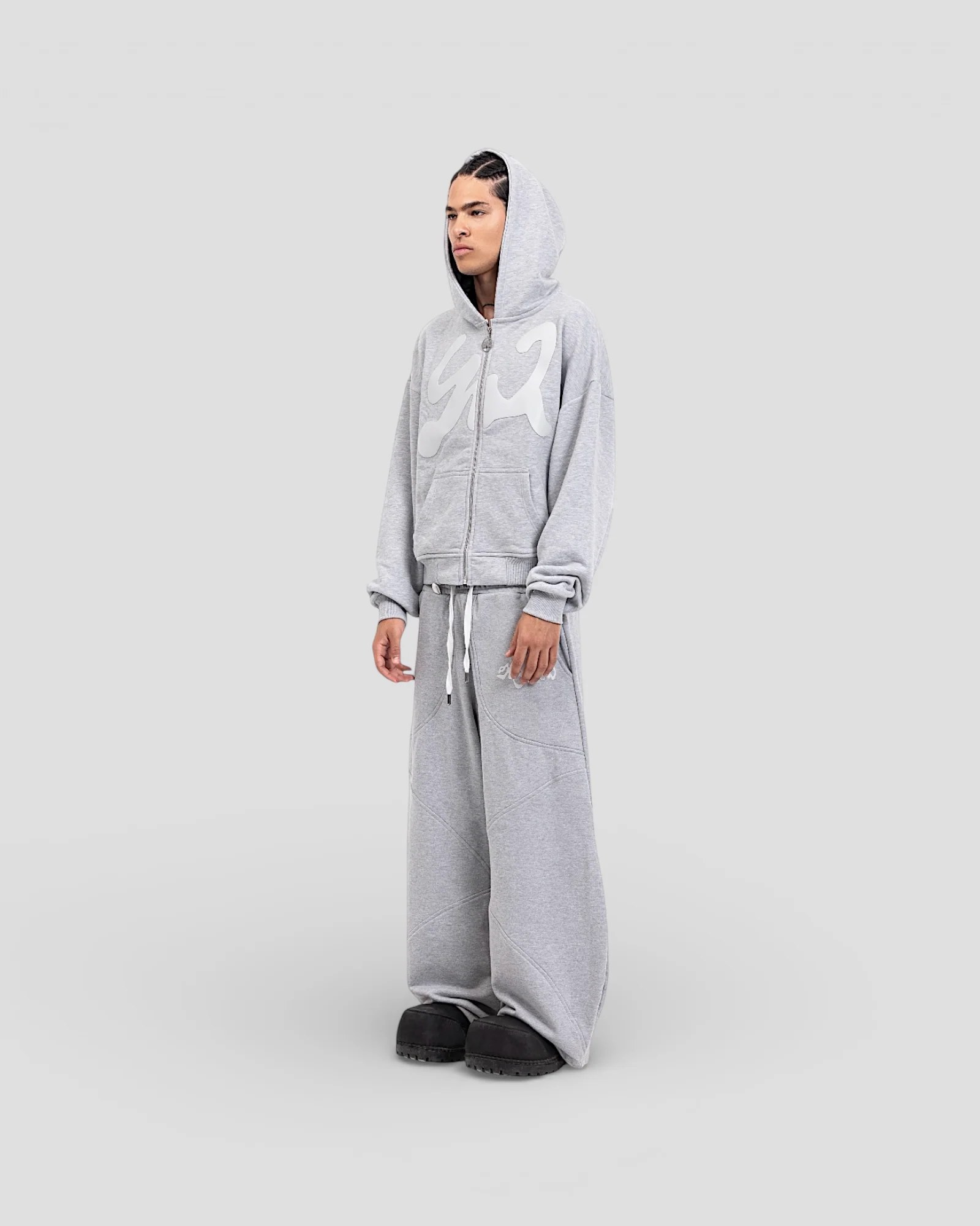 DEMENTE GREY ON LIGHT GREY ZIPUP JACKET
