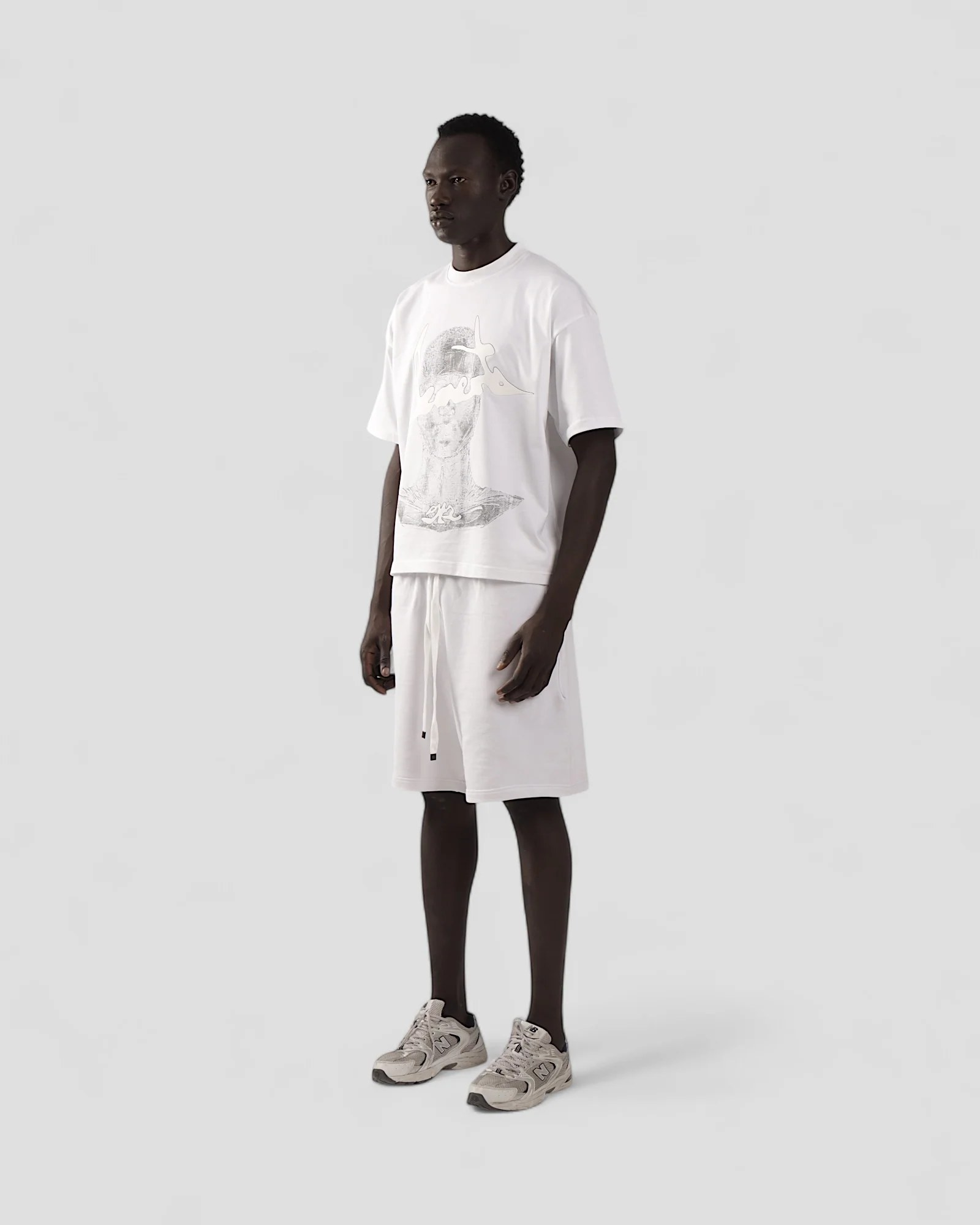 DEMENTE WHITE HALFTONES BOXY TEE