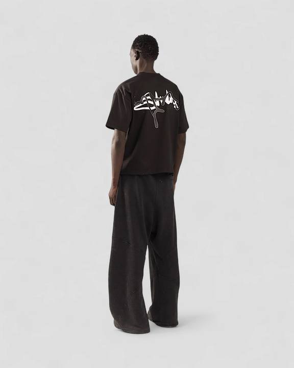 DEMENTE BLACK SILK-PUFF BOXY TEE