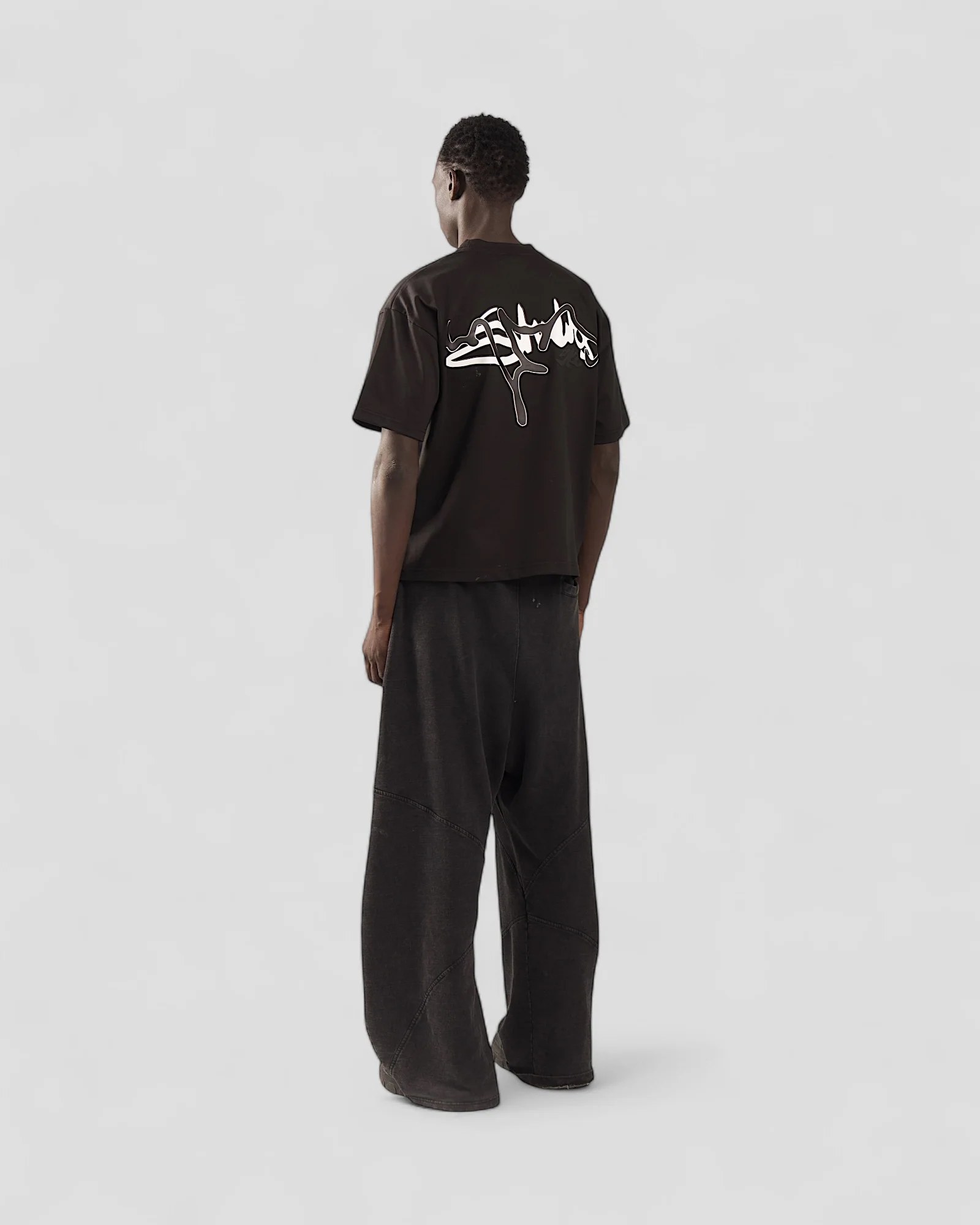 DEMENTE BLACK SILK-PUFF BOXY TEE