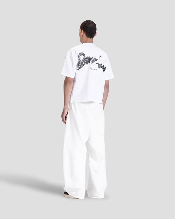 DEMENTE WHITE CRACKED BOXY TEE