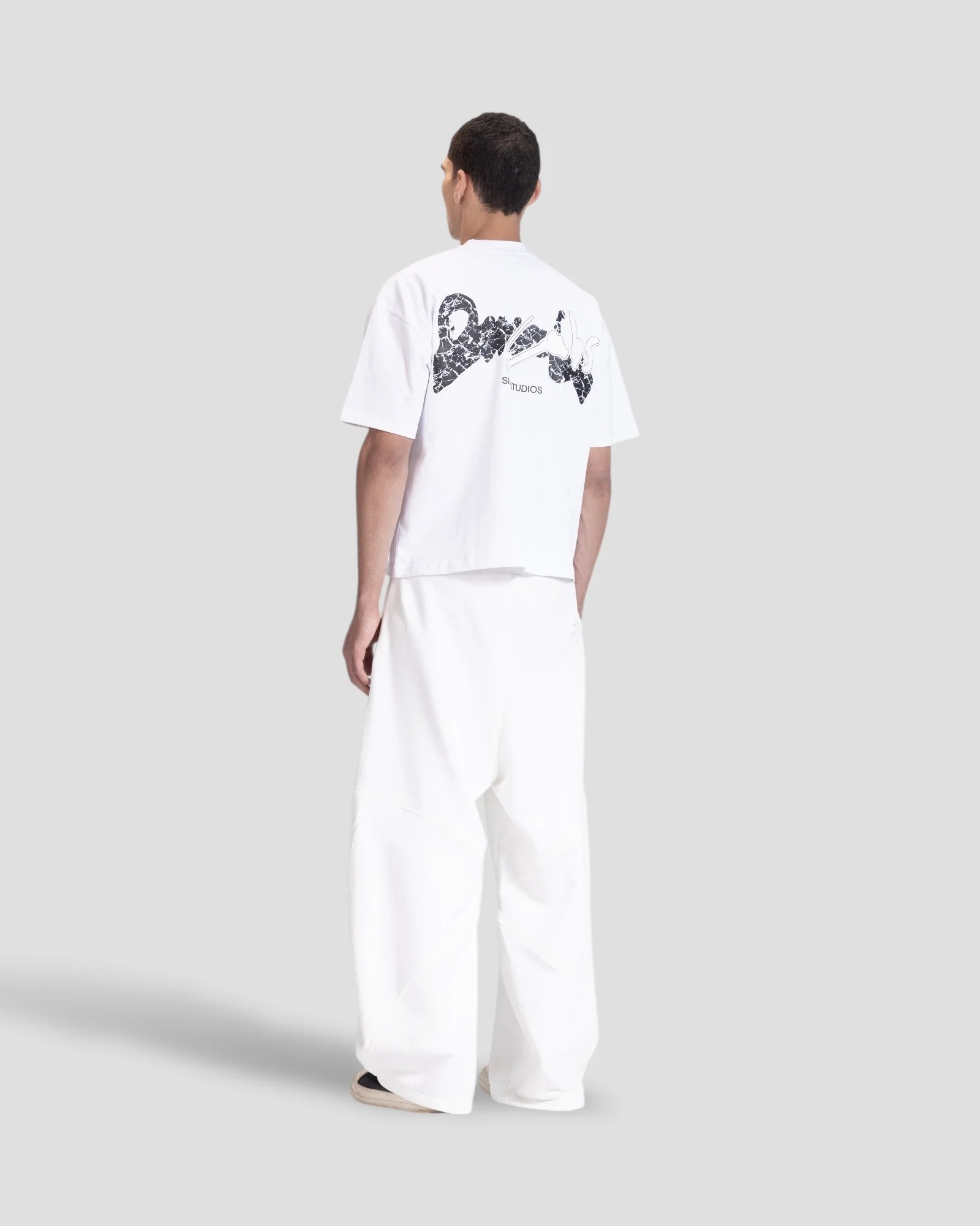 DEMENTE WHITE CRACKED BOXY TEE