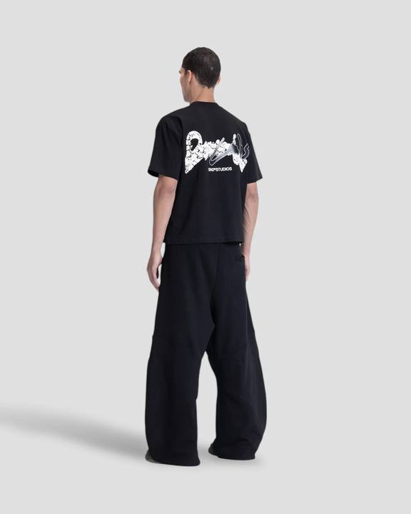 DEMENTE BLACK CRACKED BOXY TEE