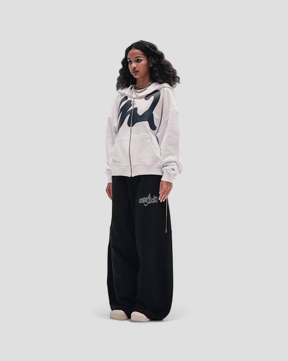 DEMENTE GREY ON WHITE ZIPUP JACKET