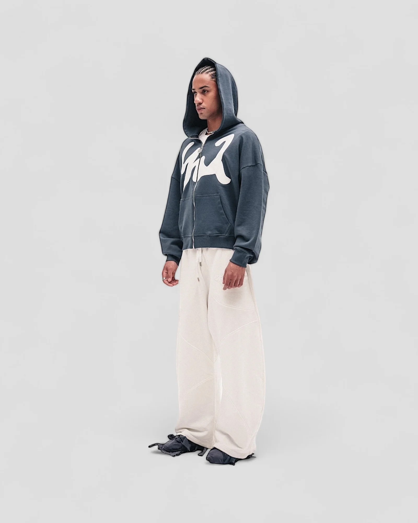 DEMENTE WHITE ON GREY ZIPUP JACKET