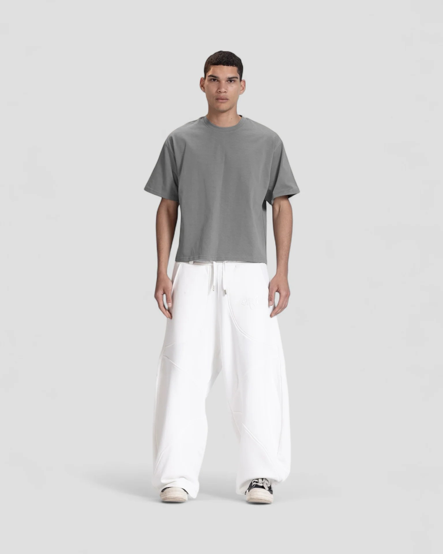 The Perfect Blank Light Grey Boxy Tshirt V1