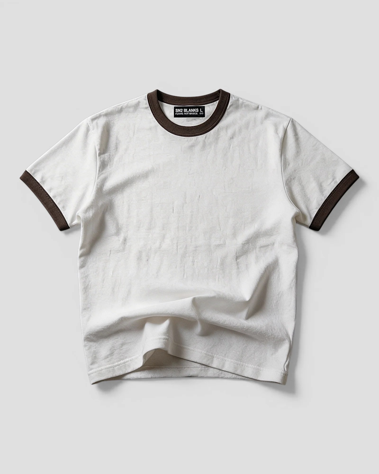 Luis Ribbed Regular Blank White And Brown Tee V2