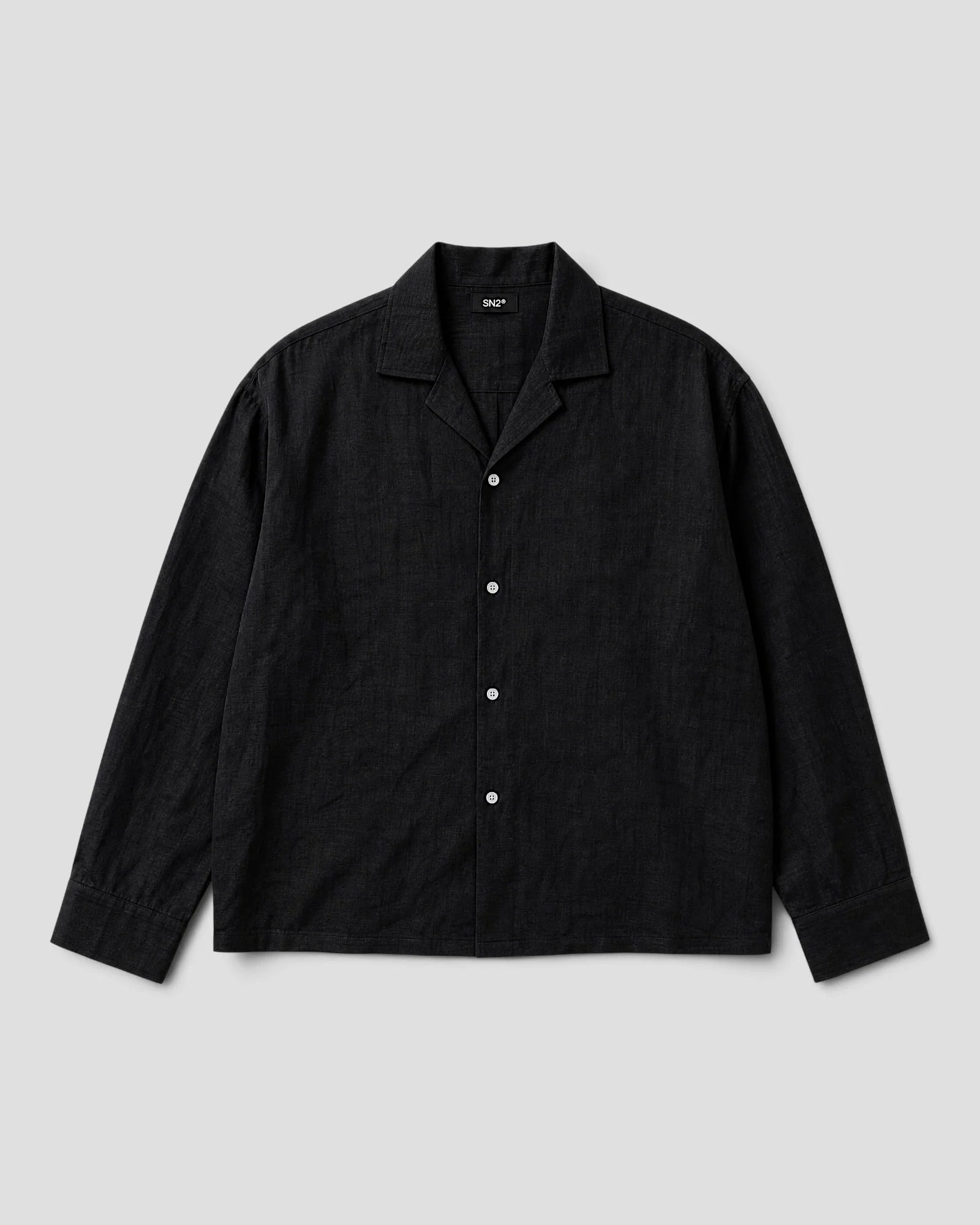 Costa Black Blank Linen Long Sleeve Shirt