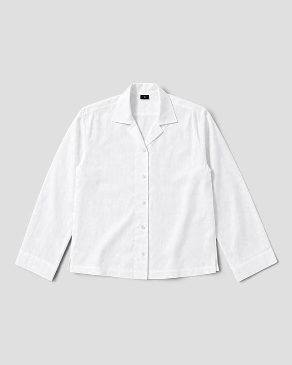 Costa White Blank Linen Long Sleeve Shirt