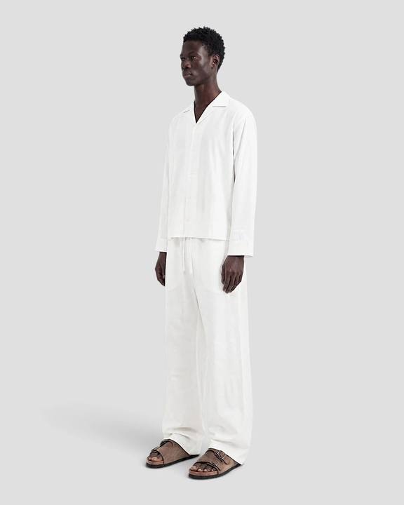Costa White Blank Linen Long Sleeve Shirt
