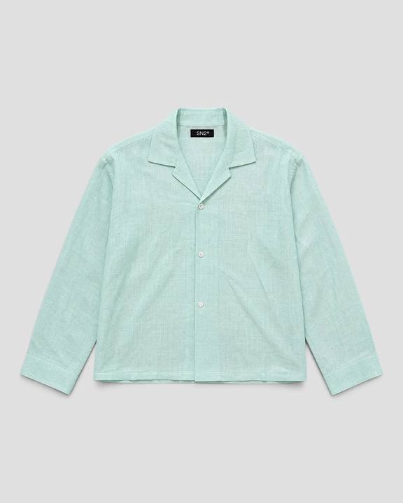 Costa Mint Blank Linen Long Sleeve Shirt