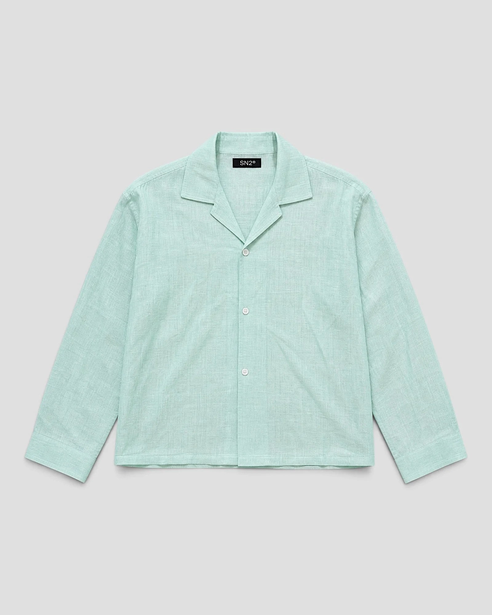 Costa Mint Blank Linen Long Sleeve Shirt
