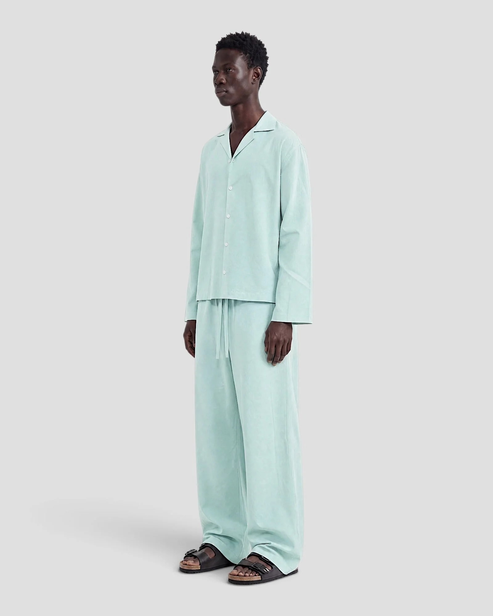 Costa Mint Blank Linen Long Sleeve Shirt