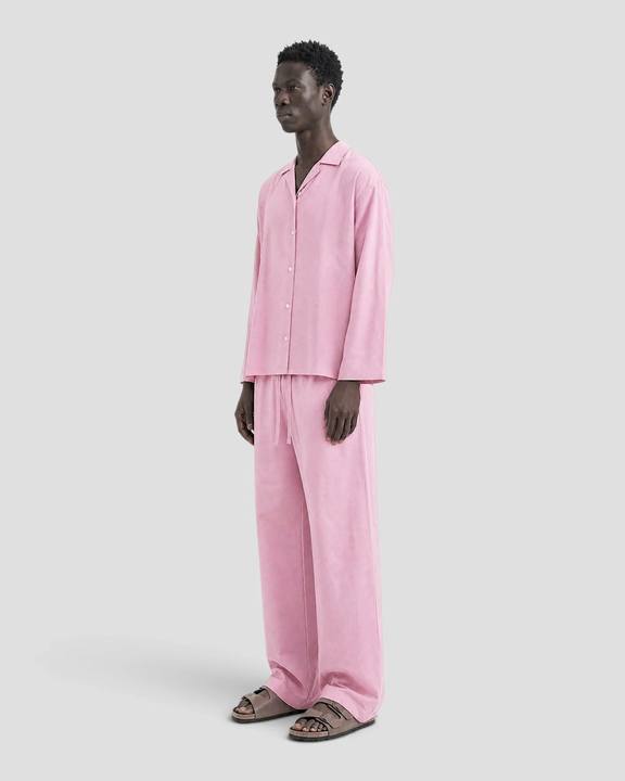 Costa Pink Blank Linen Long Sleeve Shirt