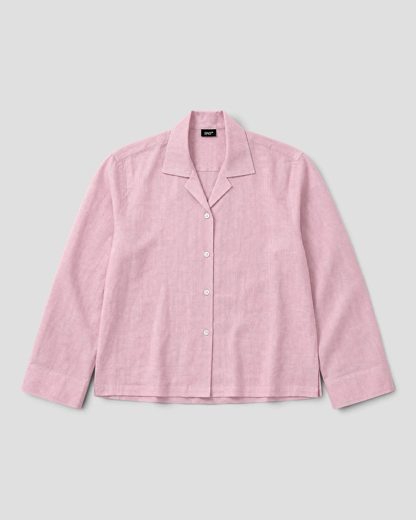 Costa Pink Blank Linen Long Sleeve Shirt