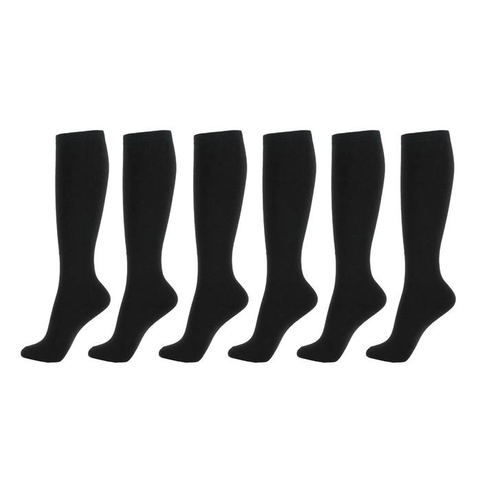 Black High Knee Set Of 6 Socks