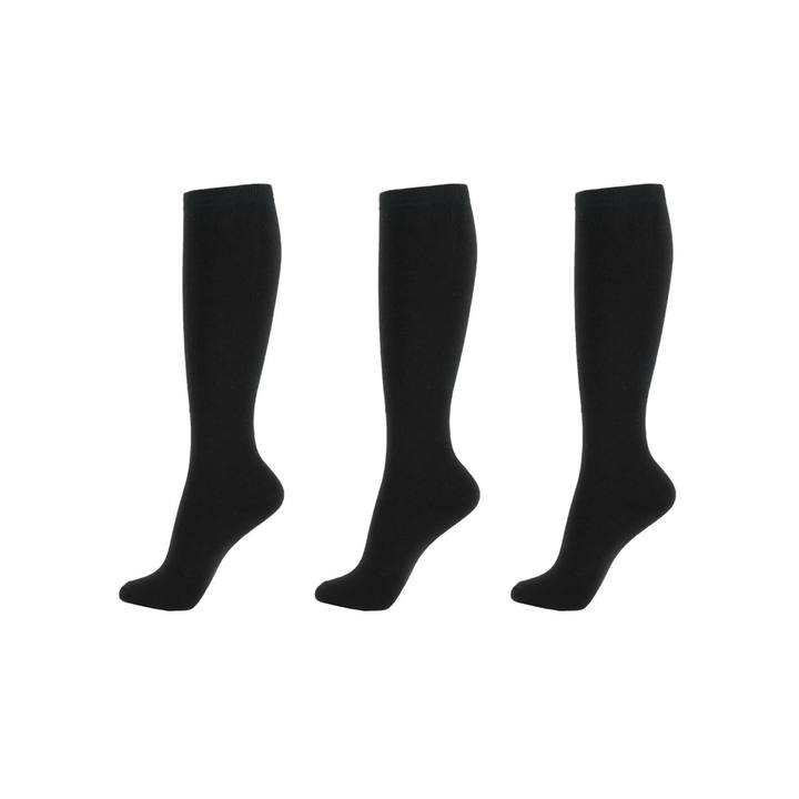 Black High Knee Set Of 3 Socks