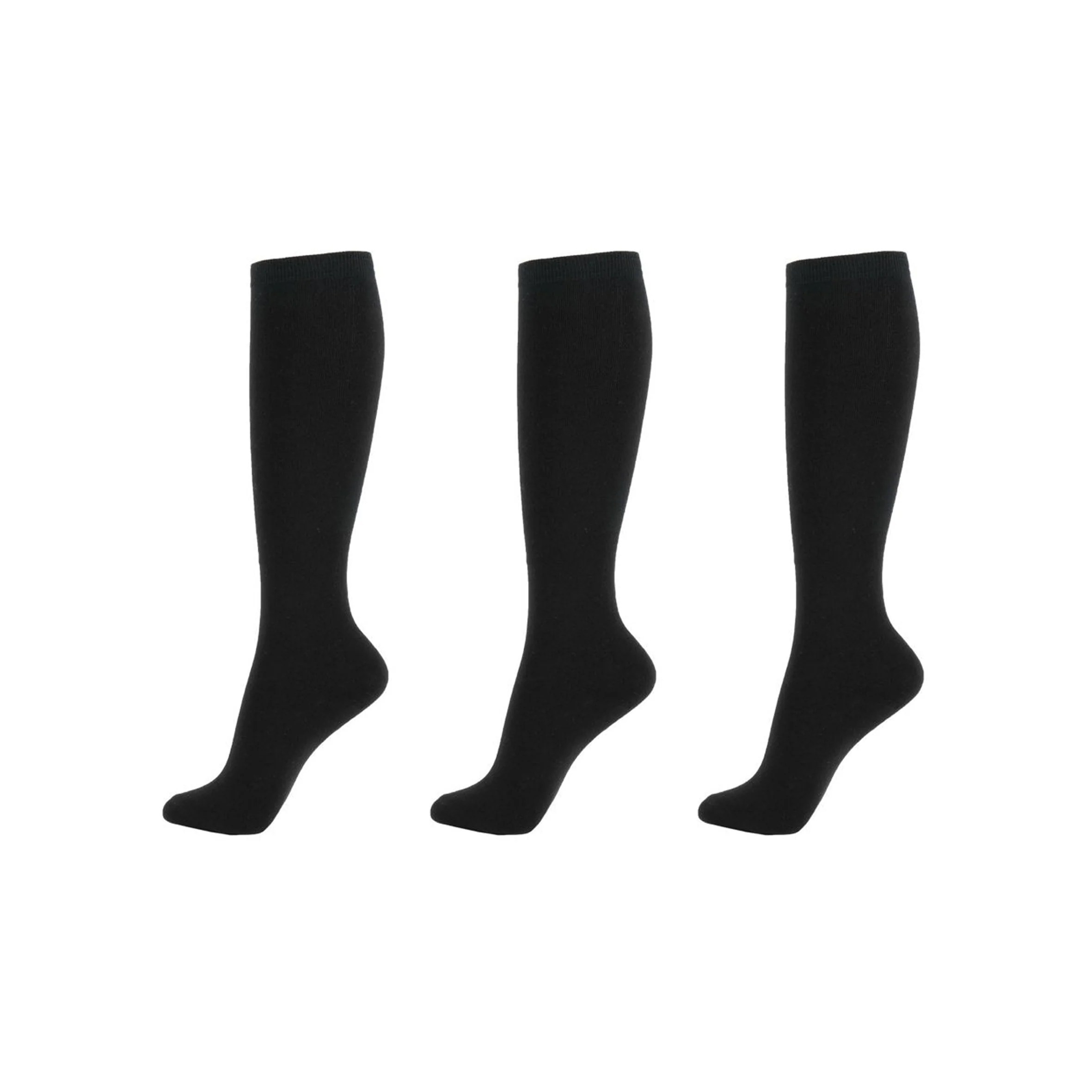 Black High Knee Set Of 3 Socks