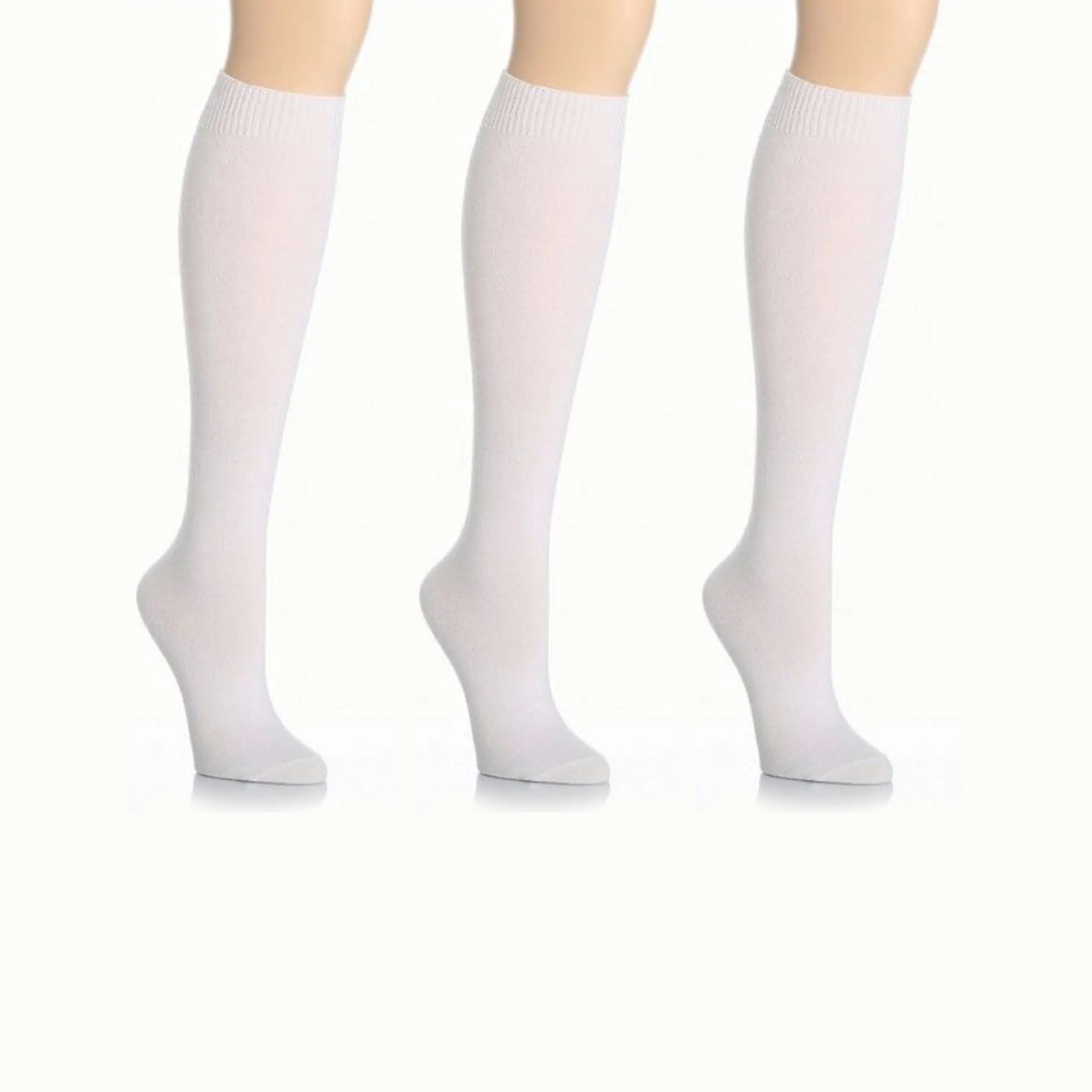 White High Knee Set Of 3 Socks