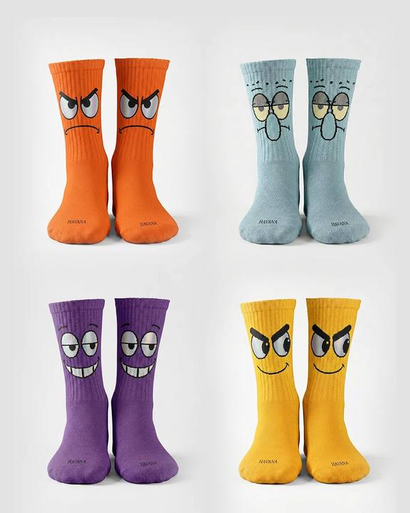 Moody Faces Set Of 4 Socks