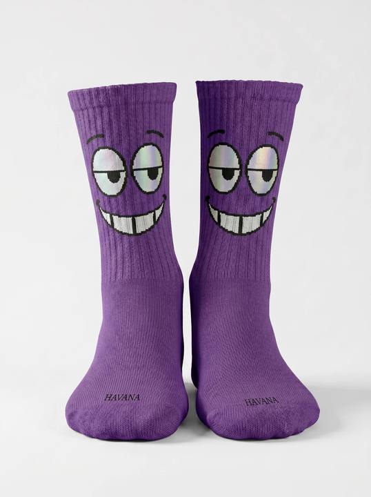Clever Purple Face Socks
