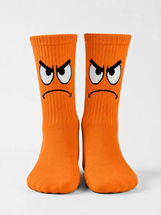 Angry Orange Face Socks
