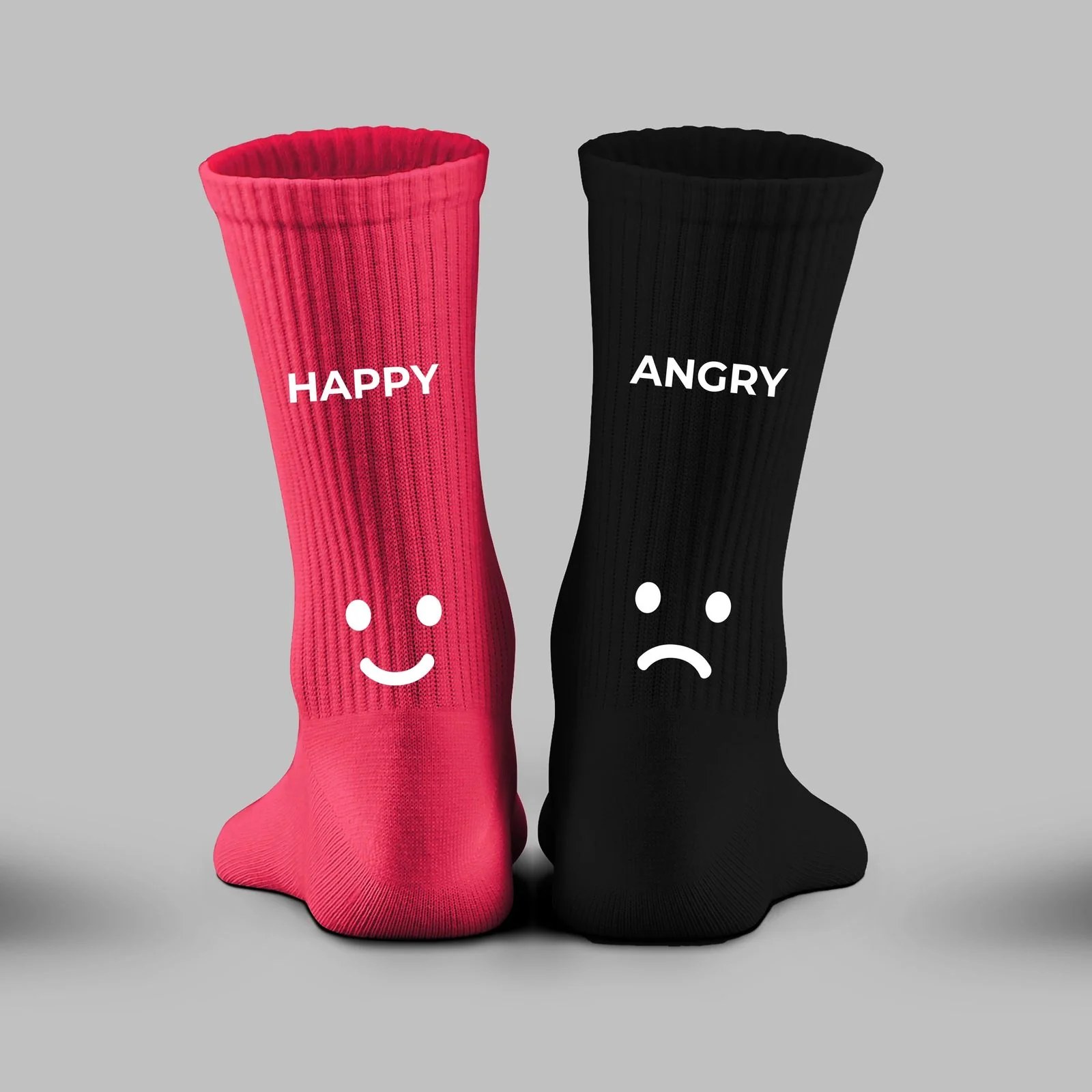 Happy/Angry Red Black Socks