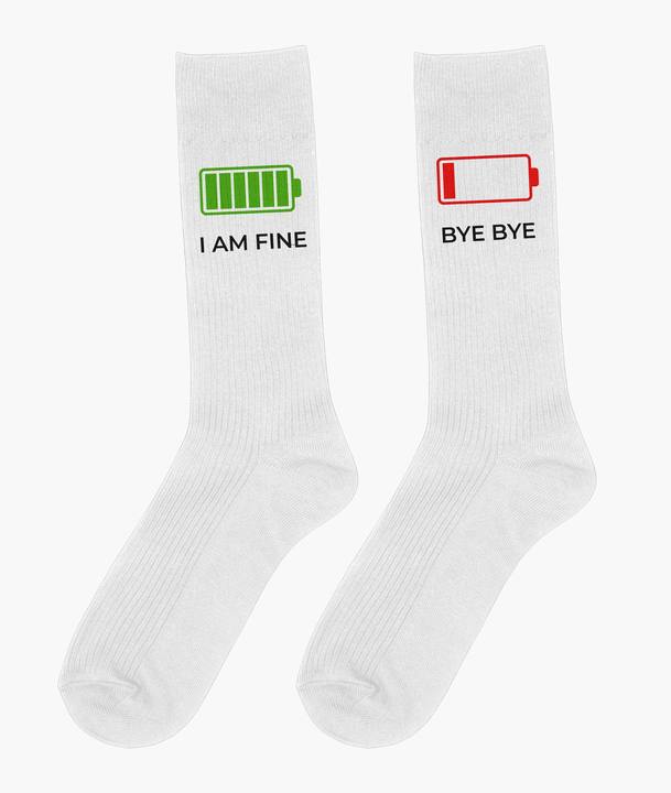 Battery White Socks