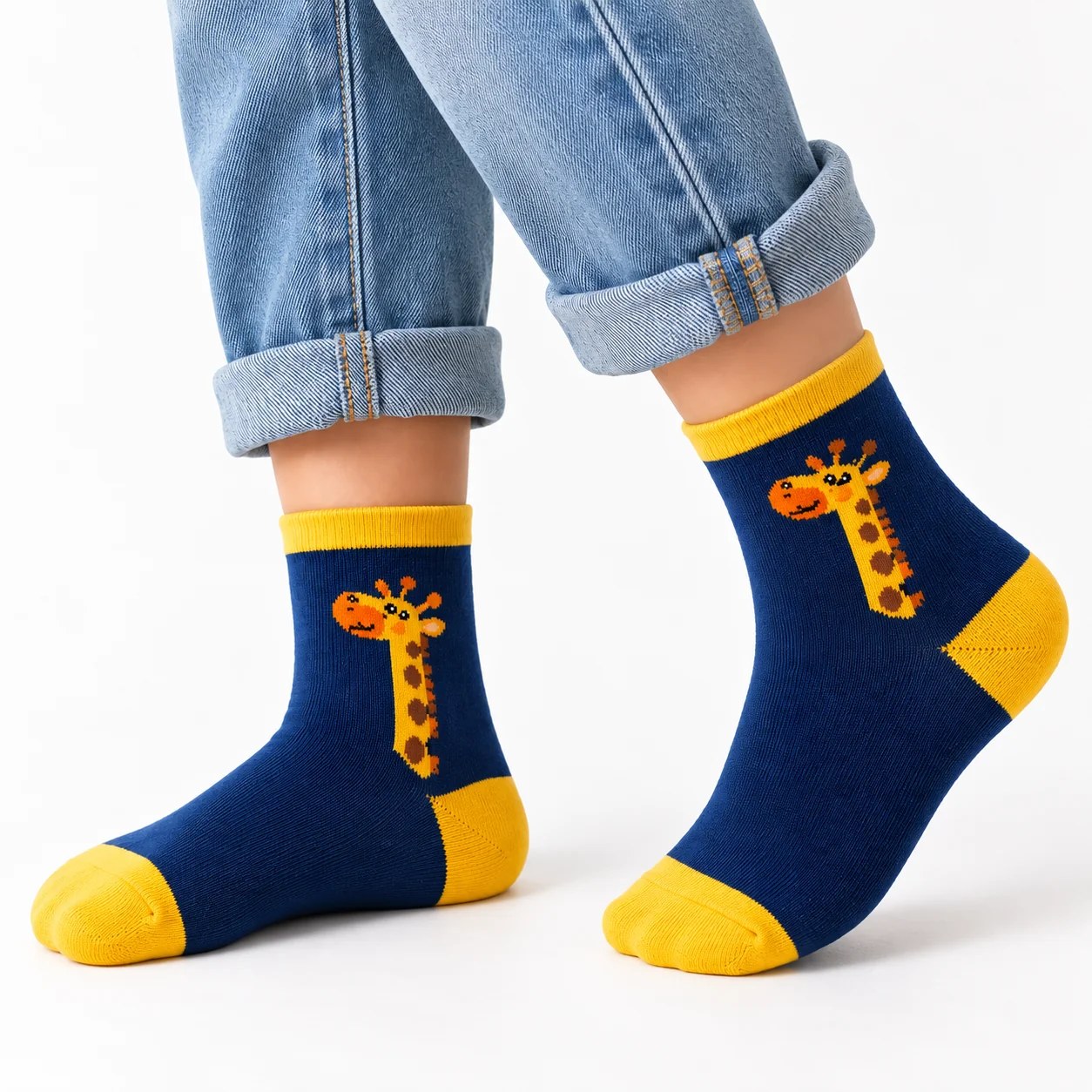 Blue Giraffe socks| 3–5 Years