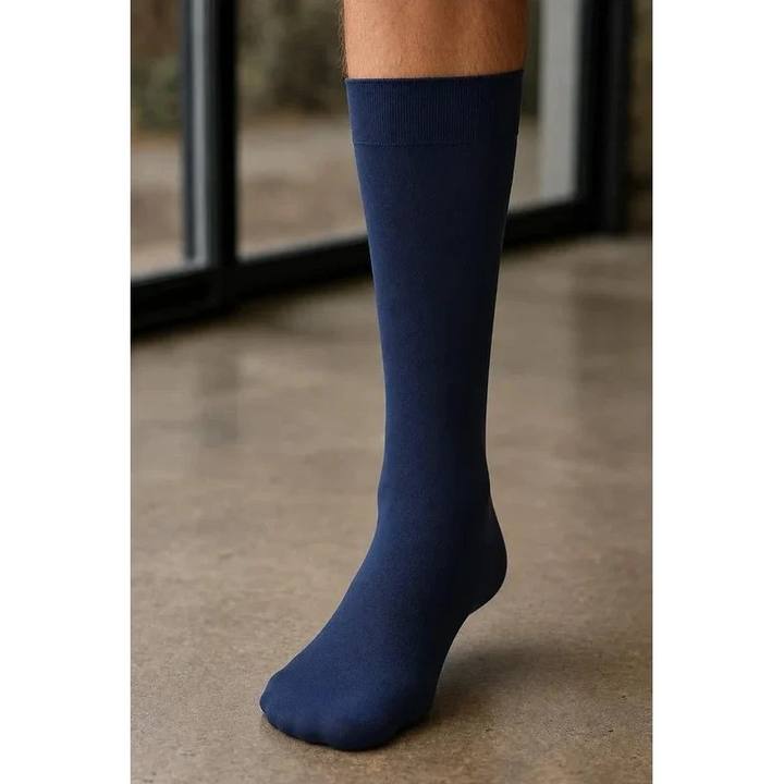 Men's Nylon Navy Mid Calf Socks