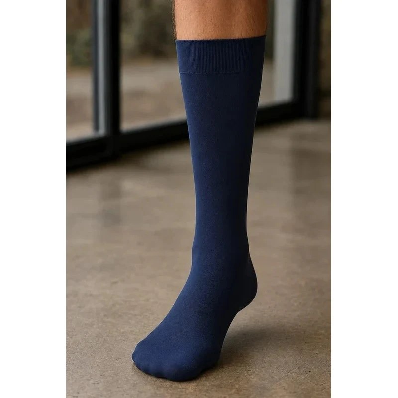 Men's Nylon Navy Mid Calf Socks