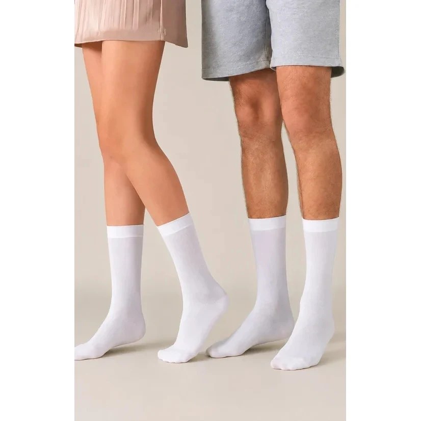 Unisex Nylon White Mid Calf Socks