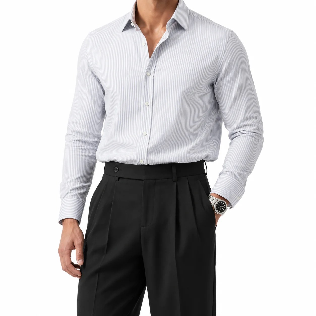 Sky Blue - Pinstriped Shirt