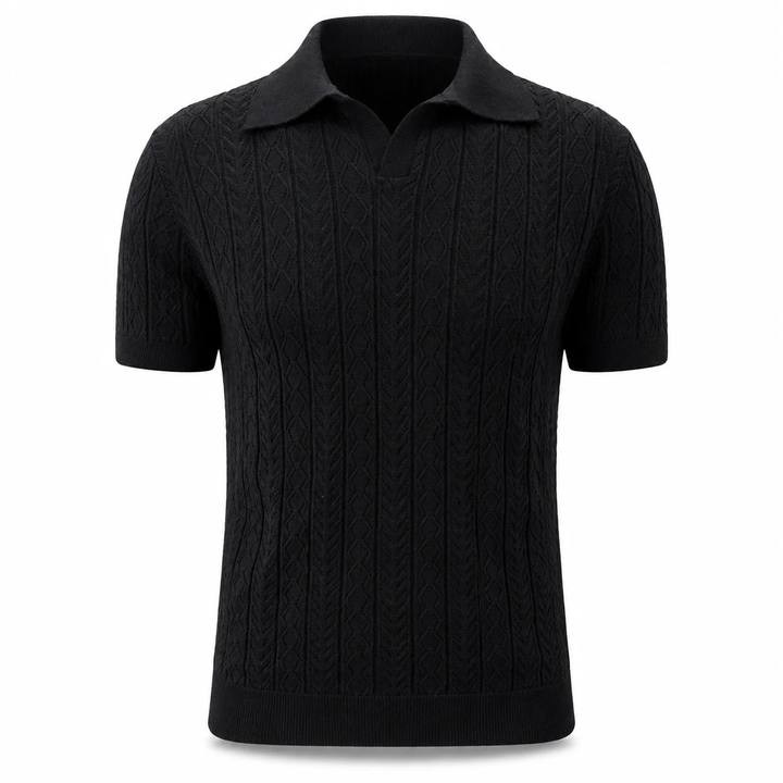 Midnight Black — Mosaic Knit Polo