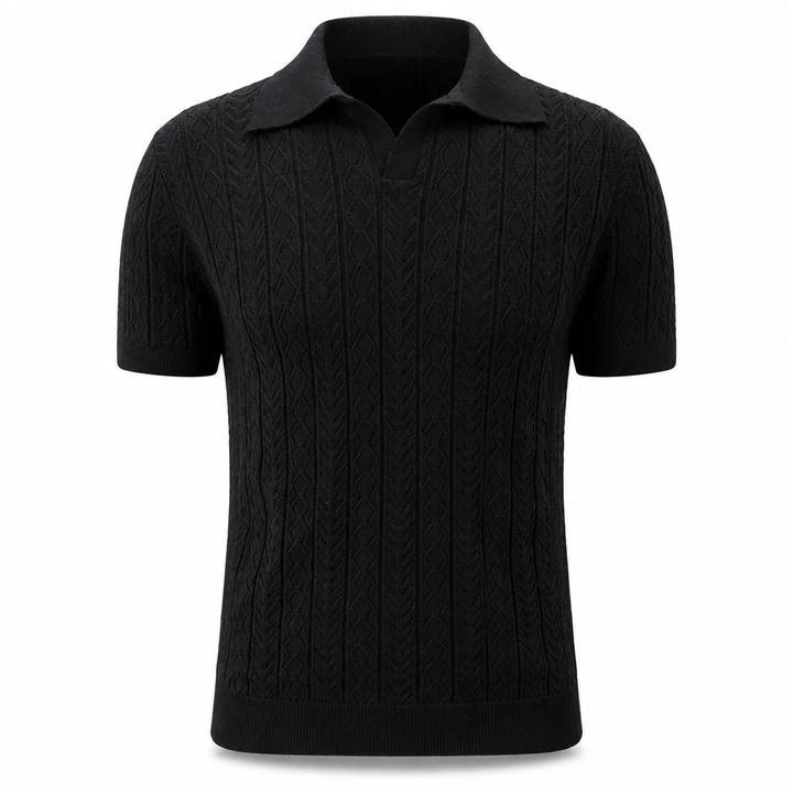 Midnight Black — Mosaic Knit Polo