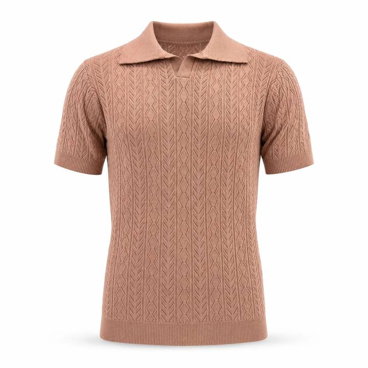 Copper Blush — Mosaic Knit Polo
