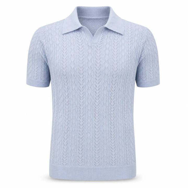 Sky Blue — Mosaic Knit Polo