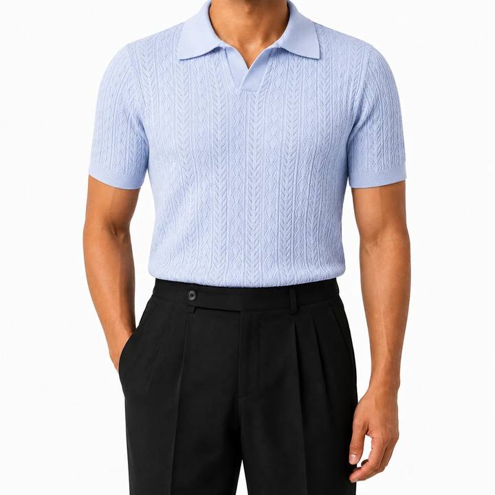 Sky Blue — Mosaic Knit Polo