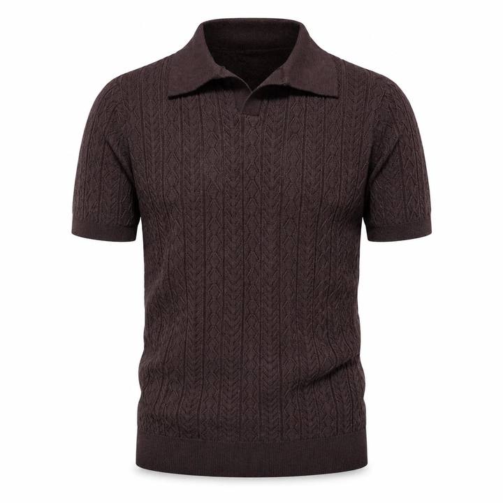 Tobacco Brown — Mosaic Knit Polo