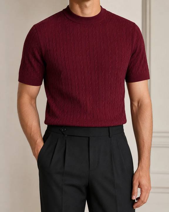 Crimson Burgundy - Cable Knit