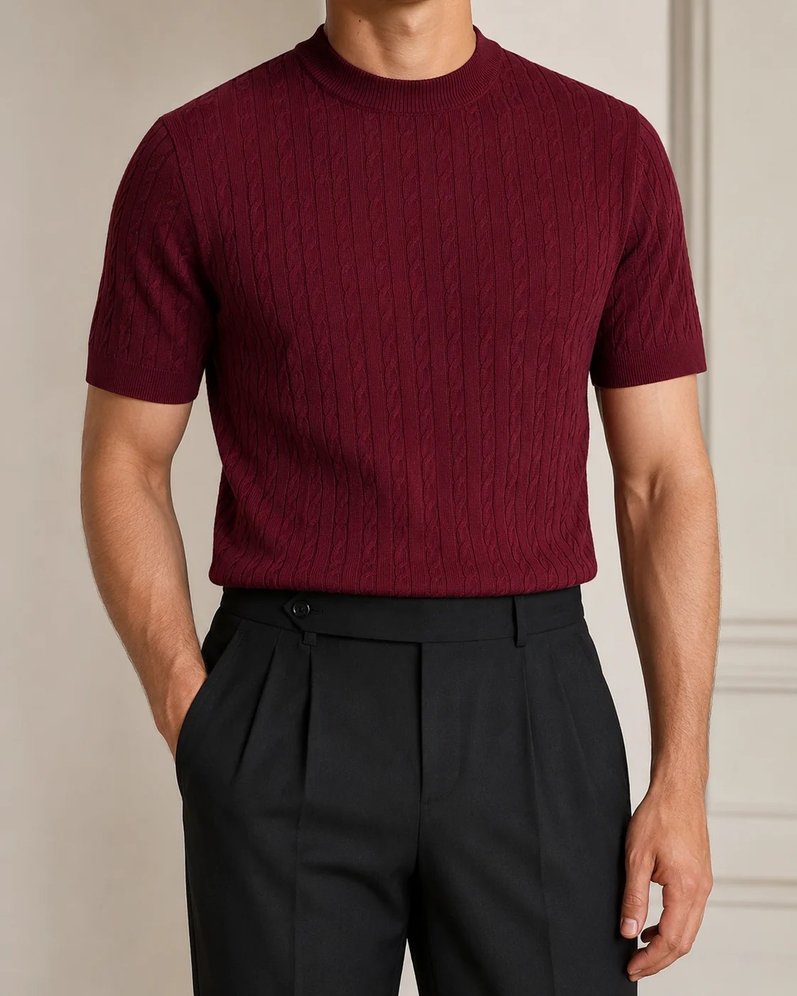 Crimson Burgundy - Cable Knit