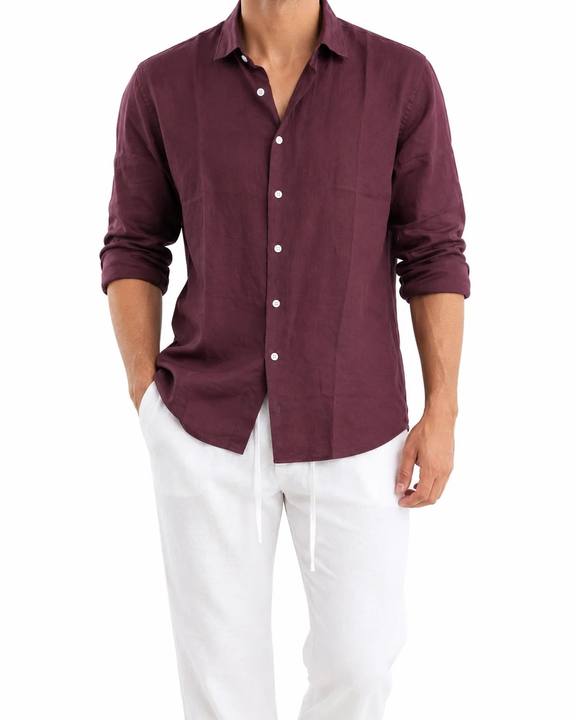 Crimson Burgundy – Long Sleeve Linen