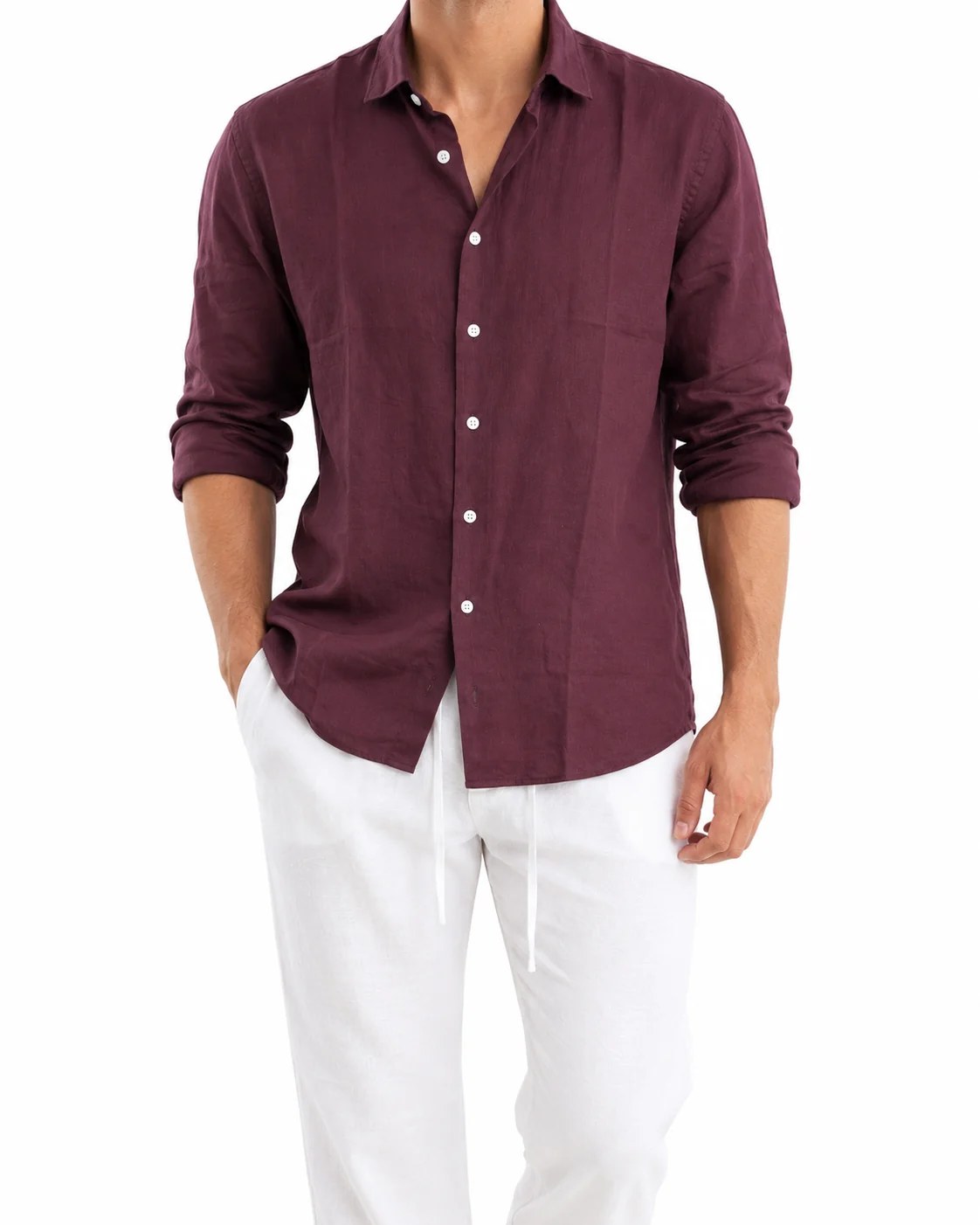 Crimson Burgundy – Long Sleeve Linen