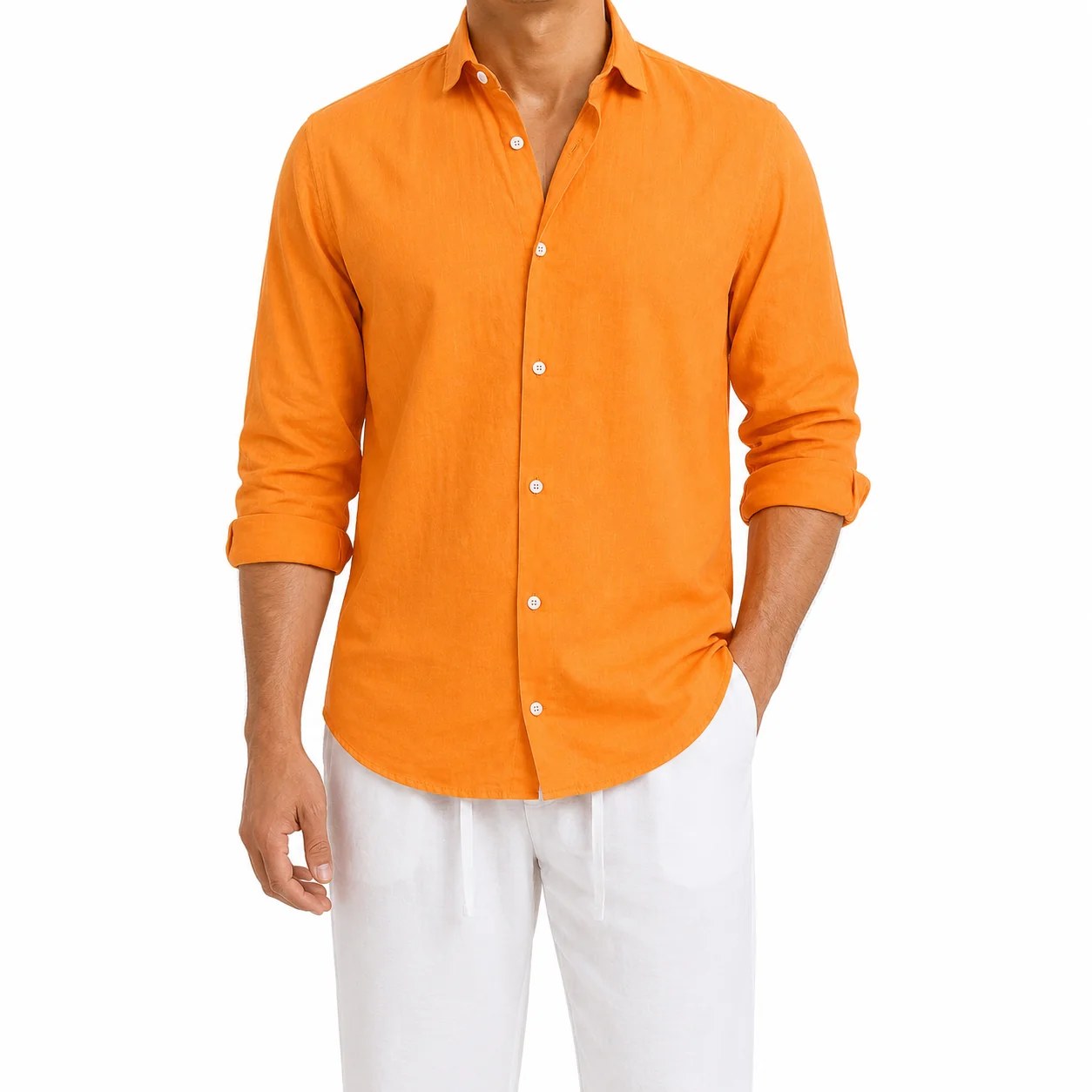 Tangerine Orange – Long Sleeve Linen