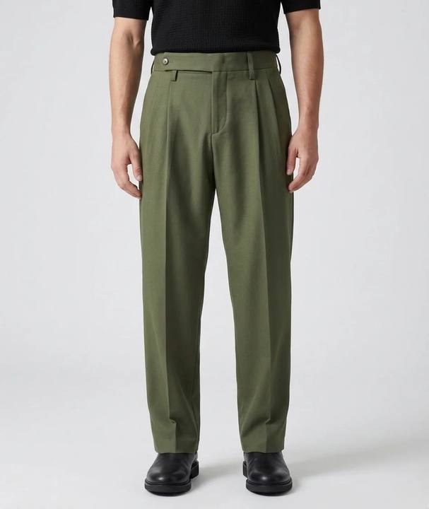 Olive Green - Italian Pleated Pants