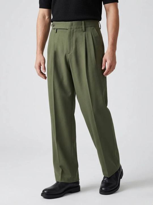 Olive Green - Italian Pleated Pants