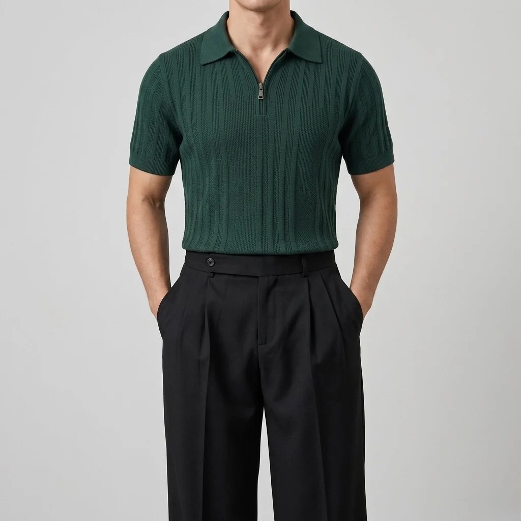 Emerald Green - Capri Zip Knit Polo