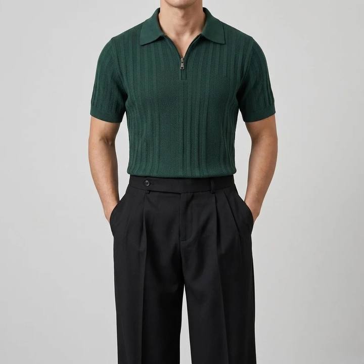 Emerald Green - Capri Zip Knit Polo